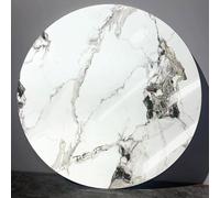 ZYBOWAYL Lazy Susan Turntable 24" 28" 360° Silent Rotating Dining Table Plate, Heavy Duty Rock Slab Marble Texture Serving Tray Anti-Slip Base Multi Color(White Black,32inch(80cm))