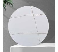 ZYBOWAYL Marble Rotating Serving Tray for Dining Table Top, Large Round Sintered Stone Lazy Susan Turntable, 360° Rotating Plate, Silent & Smooth(White Gold,80 * 80cm)