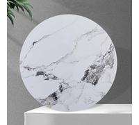 ZYBOWAYL Marble Rotating Serving Tray for Dining Table Top, Large Round Sintered Stone Lazy Susan Turntable, 360° Rotating Plate, Silent & Smooth(White Black,100 * 100cm)