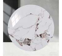 ZYBOWAYL Round Marble Dining Table Serving Plate, 360 Degree Rotation Tabletop Lazy Susan Turntable, Kitchen Rotating Organizer Tray, Silent & Smooth Spin(White Black,32inch(80cm))