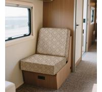 ZYBSLCSY Caravan Seat Covers and Backrest Covers Set (2pcs), Non-Slip Motorhome Slipcovers with 4 Straps, Velvet Embossed Stretch RV Sofa Covers (Camel,Square - S)