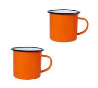 ZYBSLCSY Retro Enamel Mug Set of 2 4 6, Enamel Drinking Tin Mugs Cups, Fine Enamel Coffee Tea Mug (Orange,2 pieces)