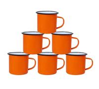 ZYBSLCSY Retro Enamel Mug Set of 2 4 6, Enamel Drinking Tin Mugs Cups, Fine Enamel Coffee Tea Mug (Orange,6 pieces)