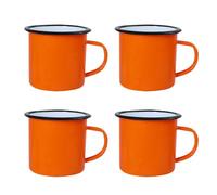 ZYBSLCSY Retro Enamel Mug Set of 2 4 6, Enamel Drinking Tin Mugs Cups, Fine Enamel Coffee Tea Mug (Orange,4 pieces)