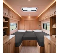 ZYBSLCSY Stretchy Cotton Motorhome Fitted Bed Sheets Set, 3- Piece RV Bed Sheets,Non-slip Caravan Mattress Protector (Dark Grey)