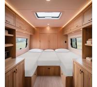 ZYBSLCSY Stretchy Cotton Motorhome Fitted Bed Sheets Set, 3- Piece RV Bed Sheets,Non-slip Caravan Mattress Protector (White)