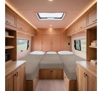 ZYBSLCSY Stretchy Cotton Motorhome Fitted Bed Sheets Set, 3- Piece RV Bed Sheets,Non-slip Caravan Mattress Protector (Khaki)