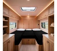 ZYBSLCSY Stretchy Cotton Motorhome Fitted Bed Sheets Set, 3- Piece RV Bed Sheets,Non-slip Caravan Mattress Protector (Black)