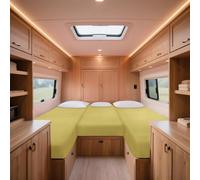 ZYBSLCSY Stretchy Cotton Motorhome Fitted Bed Sheets Set, 3- Piece RV Bed Sheets,Non-slip Caravan Mattress Protector (Lemon Yellow)