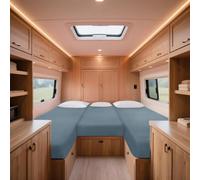 ZYBSLCSY Stretchy Cotton Motorhome Fitted Bed Sheets Set, 3- Piece RV Bed Sheets,Non-slip Caravan Mattress Protector (Light Blue)