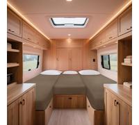 ZYBSLCSY Stretchy Cotton Motorhome Fitted Bed Sheets Set, 3- Piece RV Bed Sheets,Non-slip Caravan Mattress Protector (Leather)