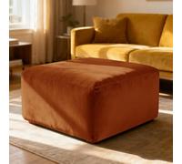 ZYBSLCSY Velvet Stretch Thick Footstool Cover (Orange,Cube Ottoman M) | Non-slip Ottoman Slipcover and Pouffe Cover Square and Rectangle with 4 Ties, Specialised Cover for Foot Stools