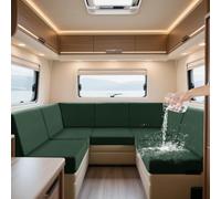 ZYBSLCSY Waterproof Caravan Seat Covers and Backrest Covers, Non-Slip Motorhome Slipcovers with 4 Straps, Jacquard Stretch RV Sofa Covers (Gray Green,W 135-165cm,D 65-95cm)