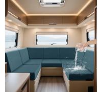 ZYBSLCSY Waterproof Caravan Seat Covers and Backrest Covers, Non-Slip Motorhome Slipcovers with 4 Straps, Jacquard Stretch RV Sofa Covers (Blue,W 150-190cm,D 50-70cm)