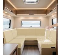 ZYBSLCSY Waterproof Caravan Seat Covers and Backrest Covers, Non-Slip Motorhome Slipcovers with 4 Straps, Jacquard Stretch RV Sofa Covers (Beige,W 60-90cm,D 30-50cm)