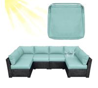 ZYBSLCSY Waterproof Replacement Cushions Slipcover for Outdoor Furniture Protector, Non-Slip Patio Chair Seat Cushion Cover with Zip, Garden Rattan Couch Cover (Sky Blue,2 pieces 60×55×10cm)