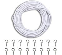ZYBUX - 2x5 Metres Curtain Wire Hooks and Eyes 16 Hooks and 16 Eyes | Multi-Purpose Voile Curtain Wire Kit | Cable Net Curtains for Windows | (White, 10m)