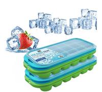 ZYBUX - 4 x Set of Ice Cube Tray with Lid Jelly Maker Ice Cube Tray | Non-Spill Stackable Lids - Ice Mould Dishwasher Safe BPA Free- 25.5cm Long, 11.5cm Wide, and 3cm deep