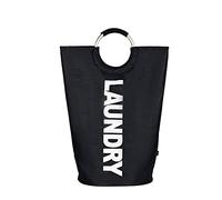 ZYBUX - 82L Collapsible Laundry Basket with Aluminum Handle, Large Folding Waterproof Laundry Hamper, Washing Baskets for Clothes, Toys, Books, Fabric Bag for Living Rooms, Bedrooms - Black, L