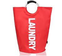 ZYBUX - 82L Collapsible Laundry Basket with Aluminum Handle, Large Folding Waterproof Laundry Hamper, Washing Baskets for Clothes, Toys, Books, Fabric Bag for Living Rooms, Bedrooms - Red, L