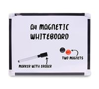 ZYBUX A4 Magnetic Whiteboard with Marker and Eraser, 2 Magnets - Portable Small White Board for Wall, Desk, Home Office, School Kids Drawing - Lightweight, Easy Clean Dry Erase Board - 29.5x22x2cm