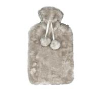 ZYBUX Cosy Hot Water Bottle with Cover - 2L Leakproof Natural Rubber Bottle Warmer with Washable Fluffy Faux Fur Cover, Long-Lasting Heat Retention for Winter Comfort and Warmth - Light Grey