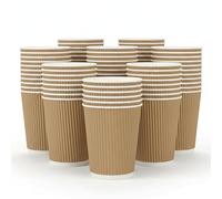 ZYBUX Disposable Coffee Cups, Kraft Paper Triple Layer Insulated for Hot Drinks, 8oz and 12oz, Packs of 50, 100 and 500 (12 Oz - 500 Cups)