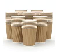 ZYBUX Disposable Coffee Cups, Kraft Paper Triple Layer Insulated for Hot Drinks, 8oz and 12oz, Packs of 50, 100 and 500 (8 Oz - 50 Cups)