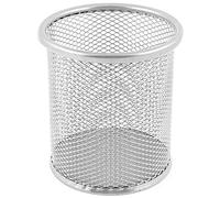 ZYBUX - Mesh Pen Holder - Desk Bin Pencil Pot | Pen Holders Desks Tidy |Table Acessories Pencil Organiser and Makeup Brushes Storage, Gifts For Her/Him - Round Stationery Gifts | (Single, Silver)
