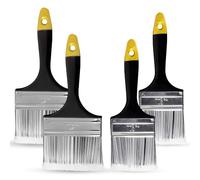 ZYBUX - Pack of 4 Paint Brush Set, 2 x 3 inch & 2 x 4" - Stain Brushes for Painting Walls and Fence Staining, Wooden Handle Masonry Paintbrush for Varnish, Paste, Gesso and Limewash