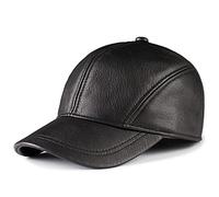 ZYC Autumn leather hat baseball Cap Cowhide Men PU Leather Classic Baseball Cap Hat Casual Outdoor Leisure Sheepskin Baseball,black,XXL (59 61cm)