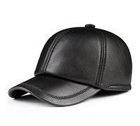 ZYC Winter PU Leather Baseball Cap, Men PU Classic Baseball Cap Hat, Men's Outdoor Leisure Sheepskin Baseball Cap,Black,XXL(59cm60cm)