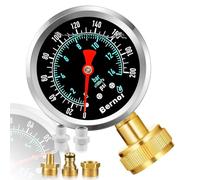 zycBernoi 0~200Psi Stainless Steel Frame 3/4" Female Liquid Filled Pressure Gauge kit Plus 5 adapters, Waterproof, 2.7" Dial Size Multi-Purpose Pressure Gauge Tester for House, Water Pipes, Gardens