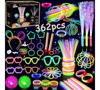 zycBernoi 362 PCS Glow Sticks Party Packs for Children, Glow in the Dark Party Supplies, Glow Sticks Bulk DIY Glow Necklaces Glasses Bracelets Headband, Party Supplies, New Years Eve Party Accessories