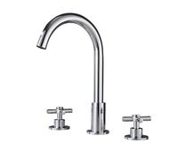 ZYCDP 3 Hole Basin Tap Chrome, Dual Lever Basin Mixer Taps Bathroom Sink Tap 360 Swivel 2 Cross Handle Hot and Cold Taps for Bathroom