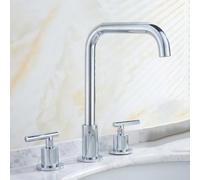 ZYCDP 3 Hole Bathroom Sink Tap Basin Mixer Tap Chrome, 360 Swivel Basin Mixer Tap 2 Lever Hot and Cold Water Mixer Tap for Bathroom Sink