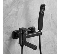 ZYCDP Bath Mixer Tap Wall Mounted with Handheld Shower Hot and Cold Bath Tap Single Lever Black