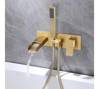 ZYCDP Bath Mixer Taps with Shower Wall Mounted Waterfall Mixer Taps for Bath Single Lever Brushed Gold