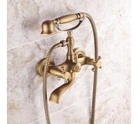 ZYCDP Bath Shower Mixer Tap Wall Mounted Retro Hot and Cold Shower Taps Double Cross Handle Antique