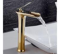 ZYCDP Bathroom Mixer Tap Waterfall Gold Bathroom Sink Taps Single Handle Cold and Hot Bathroom Basin Mixer Tap Single Hole, High
