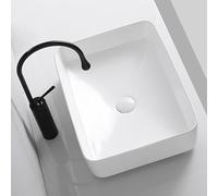 ZYCDP Bathroom Sink Ceramic Countertop Basin Rectangular with Tap 500 X 380 X 135 mm White