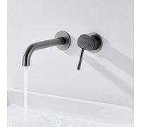 ZYCDP Bathroom Sink Mixer Tap Concealed Single Handle Basin Taps Hot and Cold in Brass Gun Grey