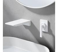 ZYCDP Bathroom Sink Mixer Tap Concealed Single Lever Bathroom Tap Waterfall Hot and Cold White