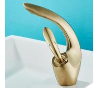 ZYCDP Bathroom Sink Tap Modern Single Lever Bathroom Sink Mixer Taps 1 Hole Hot and Cold Brushed Gold