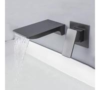 ZYCDP Bathroom Sink Taps Wall Mounted Waterfall Taps for Bathroom Basin Single Lever Gun Grey