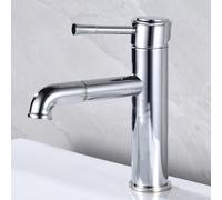 ZYCDP Bathroom Taps Vintage Brass Basin Mixer Tap Single Lever with Swivel Hot and Cold Water Chrome
