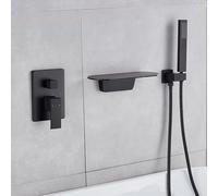ZYCDP Concealed Bath Mixer Tap Wall Mounted Waterfall Bath Tap Single Lever Hot and Cold Black