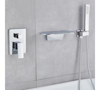 ZYCDP Concealed Bath Mixer Tap Wall Mounted Waterfall Bath Tap Single Lever Hot and Cold Chrome