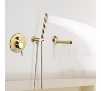 ZYCDP Concealed Bath Shower Mixer Tap with Handheld Shower Bath Tap Single Lever Hot Cold Brushed Gold