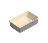 ZYCDP Countertop Sink Basin Ceramic Rectangular Vessel Sink with Waste 450 X 280 X 120 mm Khaki Gray